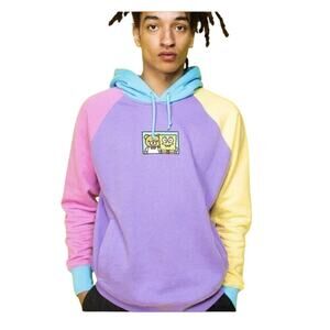 Teddy Fresh X SpongeBob SquarePants sweatshirt colorblock hoodie sz L